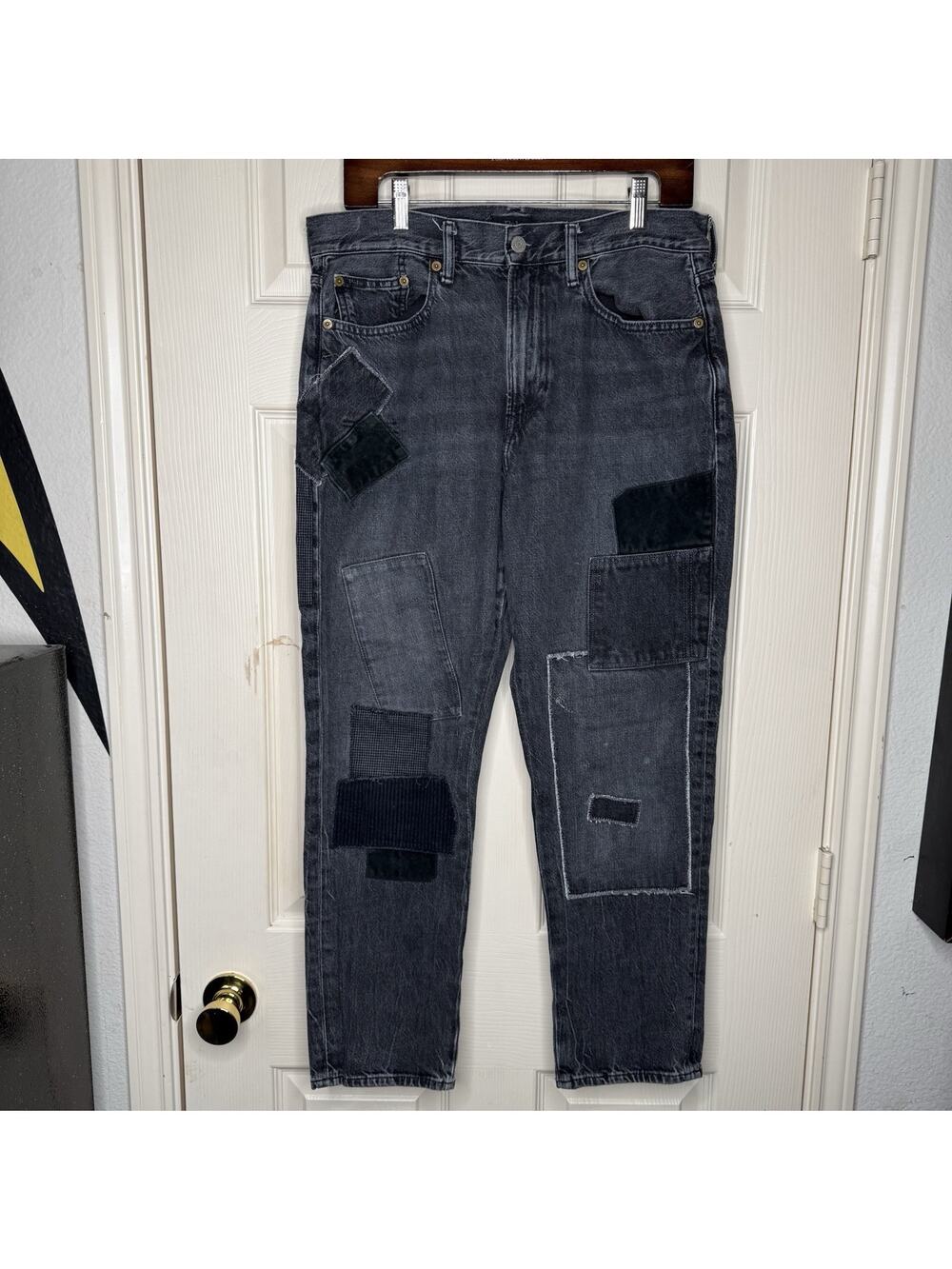 Polo Ralph Lauren Avery Boyfriend Patchwork Distressed Jeans Faded Black Size 28